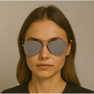 Unisex Silver Mirrored Sunglasses – Thin Metal Frame Aviator Style Shades